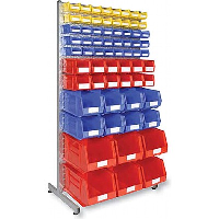 Double Sided Bin Rack with 132 Mixed Size Bins