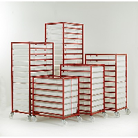 Red Mobile Tray Racks 5 Sizes