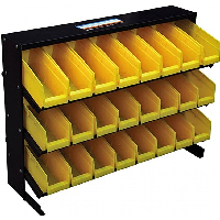 Bin Rack with 24 Yellow Storage Bins