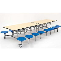 Mobile Folding Rectangular School Table Seating Unit with 16 Seats