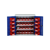 Small Bin Cupboard with 34 Plastic Bins