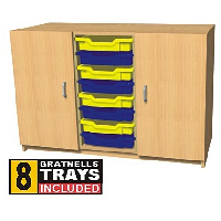 Value Double Storage Cupboard with 8 Gratnells Trays