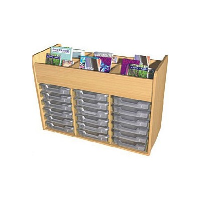 Value Wooden  Book and Tray Trolley with 18 Gratnells Trays