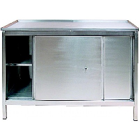 Stainless Steel Sliding Door Cupboard with Legs and Deep Top