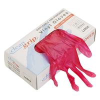 Clean Grip Vinyl Powdered Disposable Gloves Red