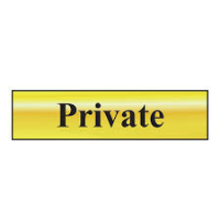 Brass / Chrome Effect Mini Metallic Private Sign &#x28;MMS.07&#x29; 200x50mm