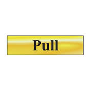 Brass / Chrome Effect Mini Metallic Pull Sign &#x28;MMS.12&#x29; 200x50mm