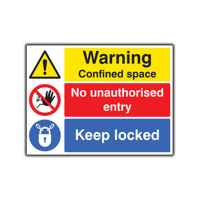 Danger Confined Space Keep Locked - Health and Safety Sign (MUL.85)