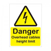 Danger Overhead Cables Height Limit - Health and Safety Sign (WAE.19)