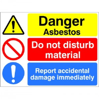 Danger Asbestos Do Not Disturb Material - Health and Safety Sign (MUL.30)