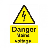 Danger Mains Voltage - Health and Safety Sign (WAE.14)