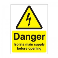Danger Isolate Mains Supply Before Opening - Health and Safety Sign (WAE.21)