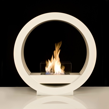 White Globe Flame Bio Ethanol Fireplace
