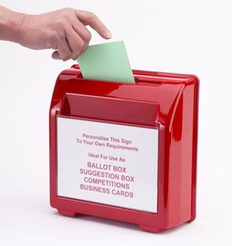 Wall Mounted Ballot or Suggestion Box in Red
