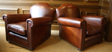 Deco Period Leather Club Chairs