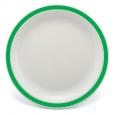 Green Rimmed White Polycarbonate Plate 6.7". (12)