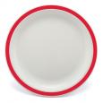 Red Rimmed White Polycarbonate Plate 6.7". (12)
