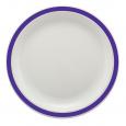 Purple Rimmed White Polycarbonate Plate 6.7". (12)