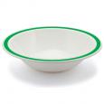 Green Rimmed White Polycarbonate Bowl 6.8". (12)