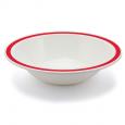 Red Rimmed White Polycarbonate Bowl 6.8". (12)