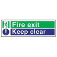 Fire Exit Keep Clear Sign.