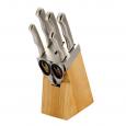6 Piece Stainless Steel Kitchen Knives & Wooden Block Set.