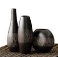 Dark Brown Wooden Bottle Shape Vase.