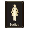 Vertical Black & Gold Ladies Toilet Door Sign.