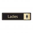 Horizontal Black & Gold Ladies Toilet Door Sign.