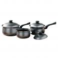 Silver Three Piece Non Stick Saucepan Set