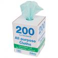 Green Antibacterial Cloths In A Box. (6x200) - (Case of 6)