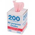 Red Antibacterial Cloths In A Box. (6x200) - (Case of 6)