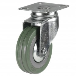 Industrial Bolt Hole Brake Swivel Castor Grey Rubber Wheel