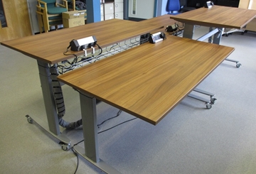 Walnut Effect Electrically Adjustable Desks