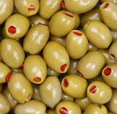 Green Colossal Olives Stuffed With Red Pepper