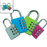 Asec Coloured Aluminium Open Shackle Combination Padlock