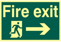 Fire Exit Arrow Pointing Right Photo luminescent Sign