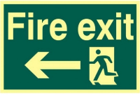 Fire Exit Arrow Pointing Left Photo luminescent Sign