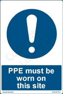 Personal Protective Equipment Must Be Worn self adhesive sign