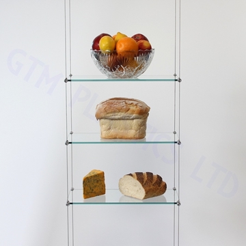 Cable Suspended Shelving Kit - 3 x Glass 200 x 600