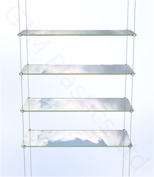 Cable Suspended Shelving Kit - 4 x Acrylic 200 x 600