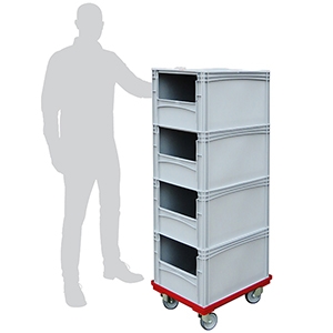 Order Picking Trolley with 4 x Open Front 600 x 400 x 320mm Containers - Without Doors