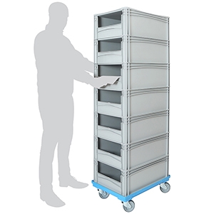 Order Picking Trolley with 7 x Open Front 600 x 400 x 220mm Containers - Without Doors