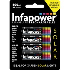 AA-HR6 INFAPOWER SOLAR 600mAh Ni-MH RECHARGEABLE BATTERIES pack of 4