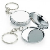 Chrome Compact Mirror Style Keyring 
