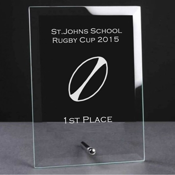 Glass Plaque Trophy Award - Rugby