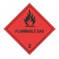Flammable Gas Hazard Warning Sticker 100 mm x 100 mm