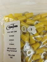 4mm-6mm M5 Ikuma Insulated Yellow Ring Terminals-101034