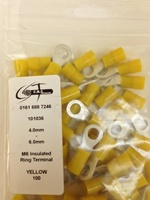 4mm-6mm M6 Ikuma Insulated Yellow Ring Terminals-101036