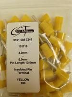 4mm-6mm Ikuma Insulated Yellow Pin Terminals-101116